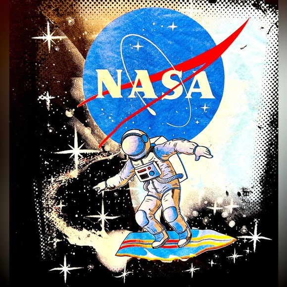 $7 or 2/$10 tshirt sale: NASA long sleeve tee astronaut surfing space T-shirt - Picture 1 of 4